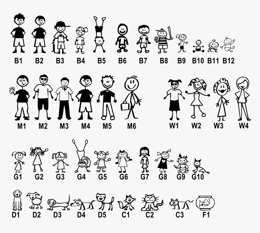 Stick Figure Car Png - Car Sticker Family Design, Transparent Png, Free Download