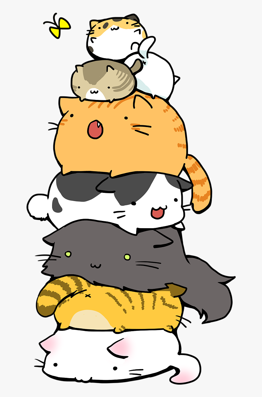 Cat Pile Sigh, Keep Finding Cute Cat Pics - Anime Cat Wallpaper Iphone, HD Png Download, Free Download