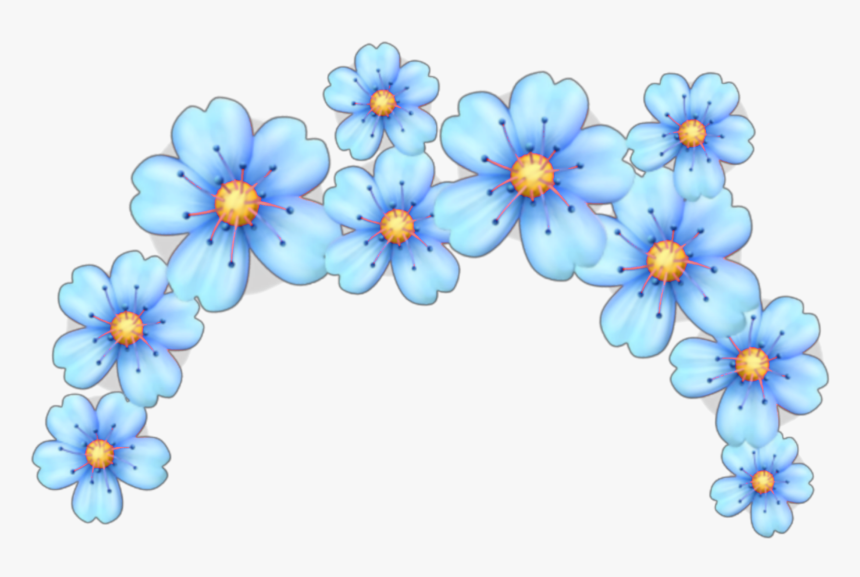 Blue Flowers Flower Crown Tumblr Kawaii Emoji Emojis - Emoji Flower Crown Transparent, HD Png Download, Free Download
