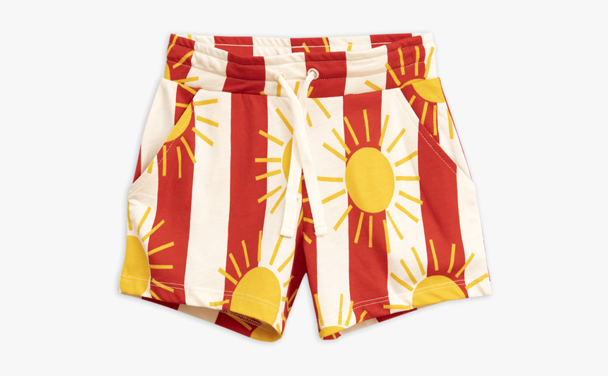 Sun Stripe Shorts White Red With Yellow Sun - Mini Rodini Boys, HD Png Download, Free Download