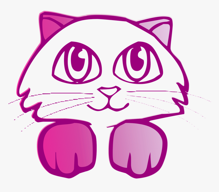 Cat, Drawing, Cute, Pink, Girl - Gato Dibujo Cartoon Png, Transparent Png, Free Download