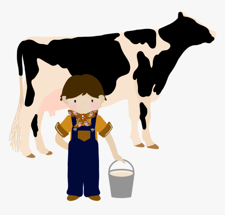 Dairy Cow Milking Cartoon, HD Png Download, Free Download