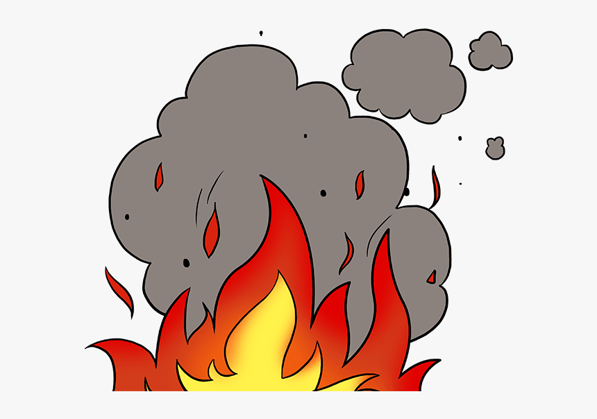 How To Draw Flames And Smoke - Fire And Smoke Cartoon, HD Png Download, Free Download