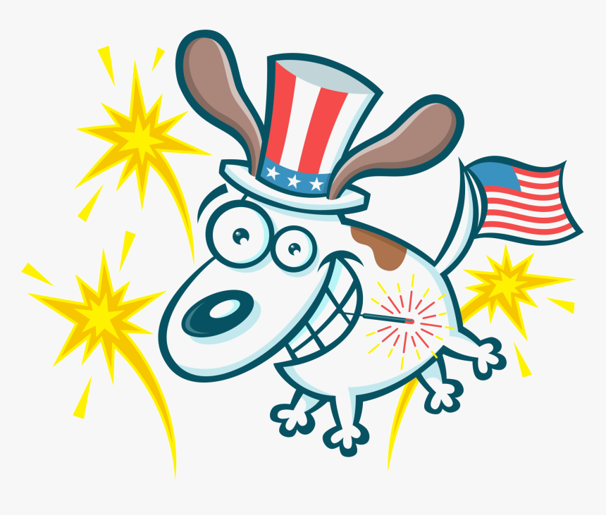 Cartoon Independence Day Fireworks Clipart Independence - 4th Of July Dog Clipart, HD Png Download, Free Download
