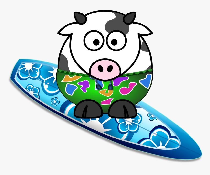 Surfer Cow Clip Arts - Cow Surfer, HD Png Download, Free Download