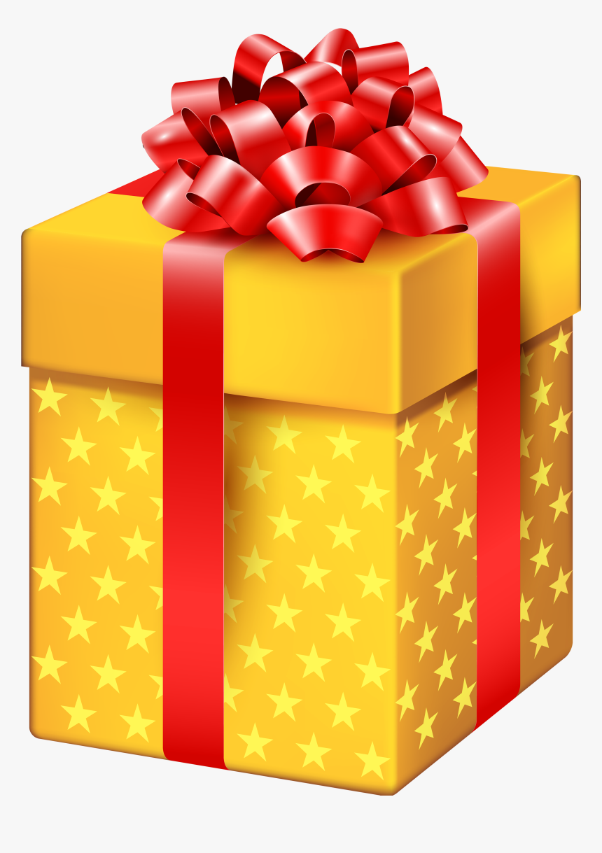 Yellow Gift Box With Stars Png Clipart - Transparent Background Gift Png, Png Download, Free Download