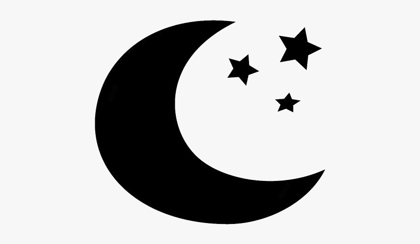 Beautiful Moon Stars Png Black And White - Moon Silhouette Drawing, Transparent Png, Free Download