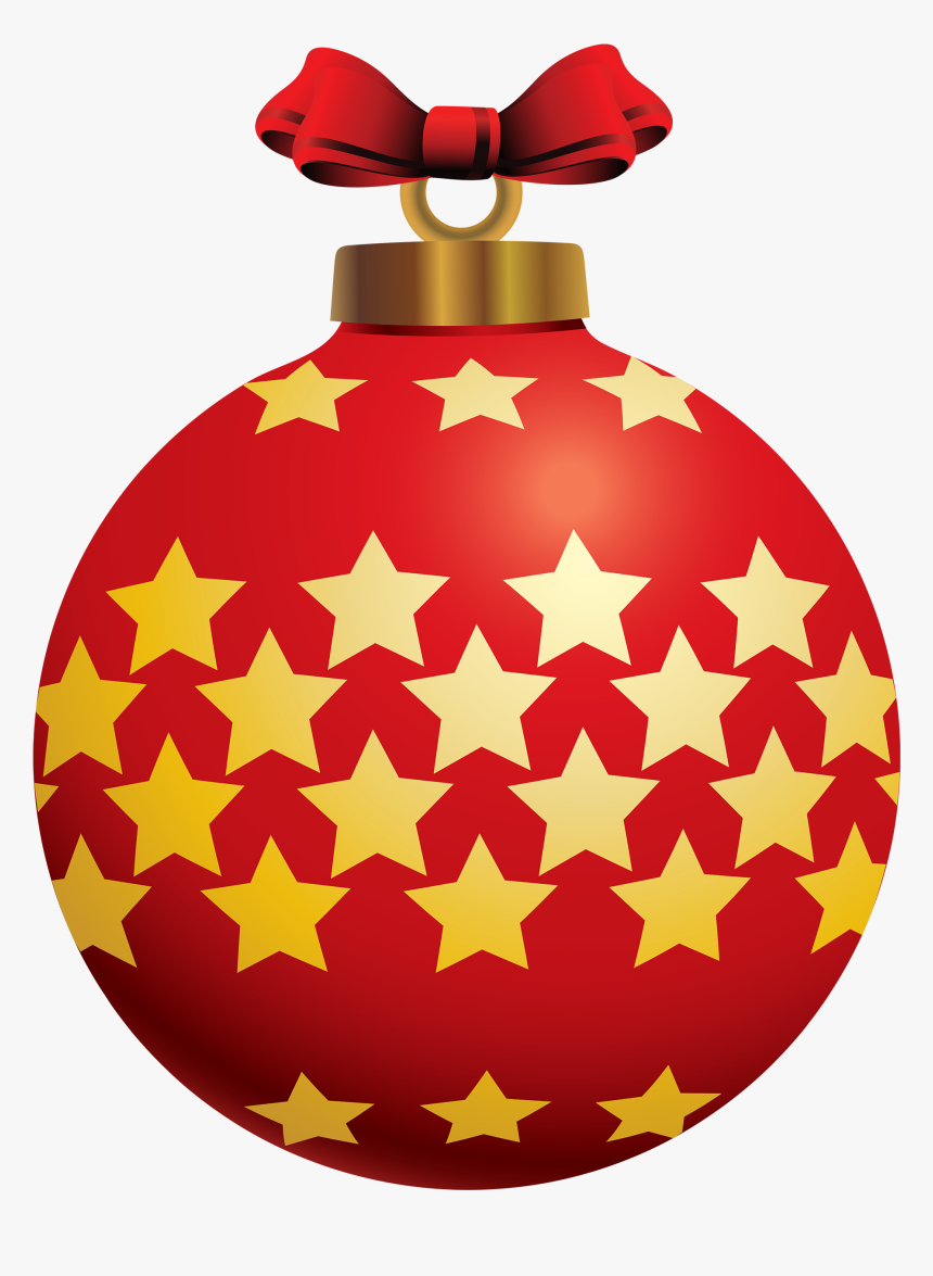 Red Christmas Ball With Stars Png Clipart - Christmas Balls Clipart Png, Transparent Png, Free Download