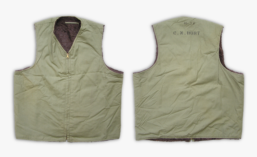 Front And Back Views Of The Usmc Alpaca Vest Laying - Usmc Alpaca Lined Vest, HD Png Download, Free Download