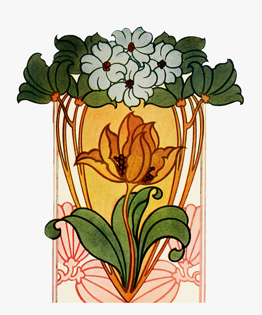 Art Nouveau Clipart - Art Nouveau Flower Wreath, HD Png Download, Free Download