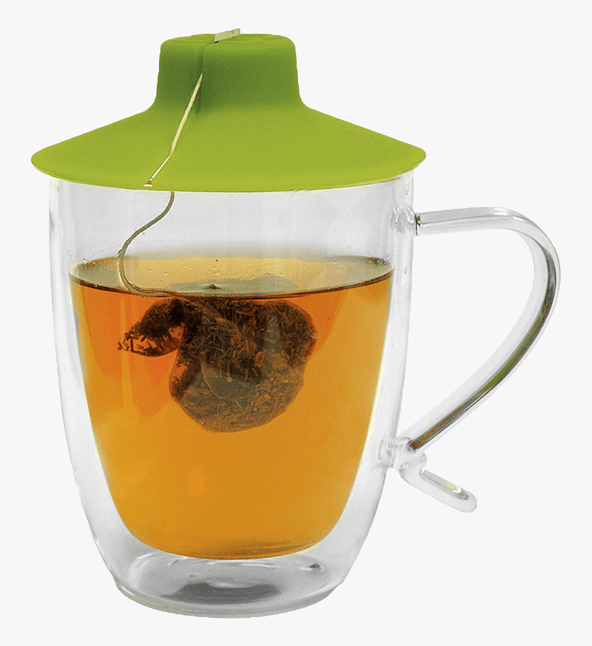 Double Wall Glass Mug With Tea Bag Buddy - Green Tea Bag Buddy Cup Cover Silicone, HD Png Download, Free Download