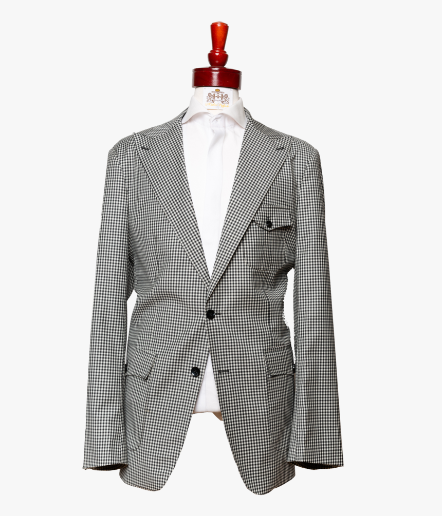 Made To Order 2-button Black And White Gingham Jacket - Formal Wear, HD Png Download, Free Download