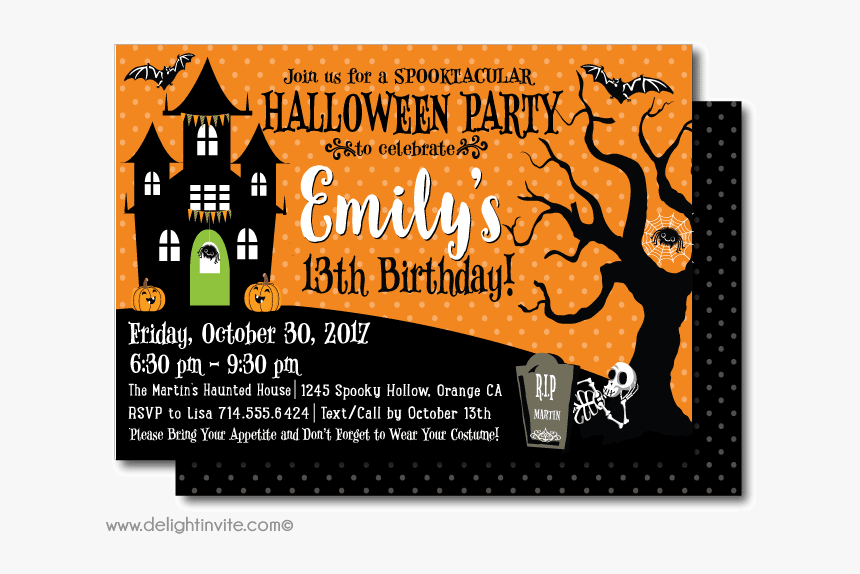 Party Invitations Brilliant Halloween - Haunted House Birthday Party Invitations, HD Png Download, Free Download