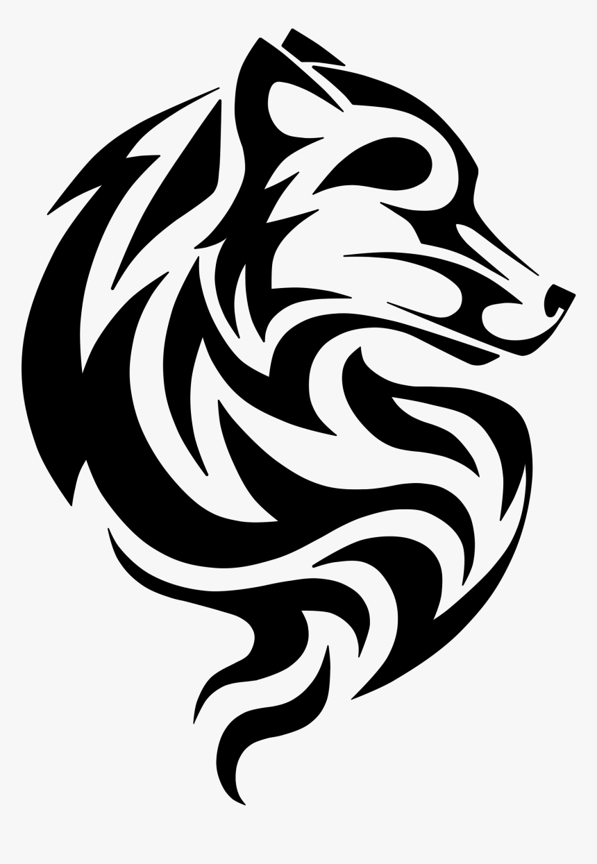 Transparent Wolf Head Clipart Black And White - Tribal Wolf Head, HD Png Download, Free Download