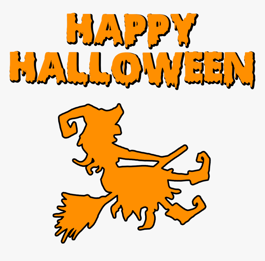 Happy Halloween Witch On A Broomstick - Happy Halloween Witch Hat, HD Png Download, Free Download