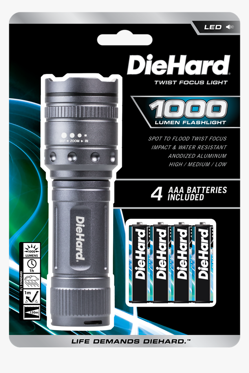 Diehard Twist Focus 1000 Lumen Flashlight - Diehard Twist Focus Flashlight, HD Png Download, Free Download