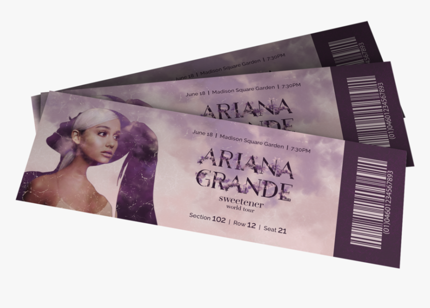 Ticket Mock Up Transparent - Ariana Grande Sweetener Tour Ticket, HD Png Download, Free Download