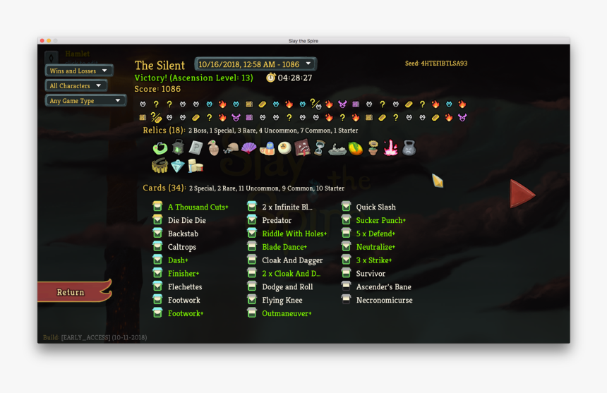 Winning Silent Deck Screenshot Slay The Spire, HD Png Download, Free Download