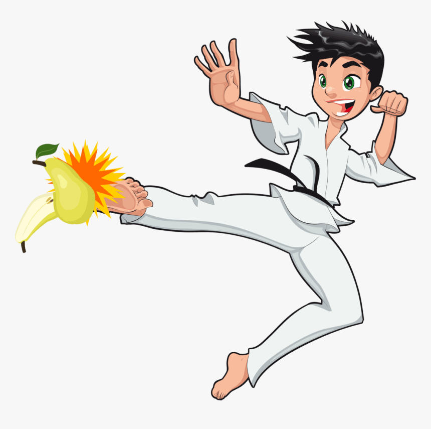 Illustration Of Young Boy Karate Kicking A Pear To - Karate Boys Cartoon, HD Png Download, Free Download