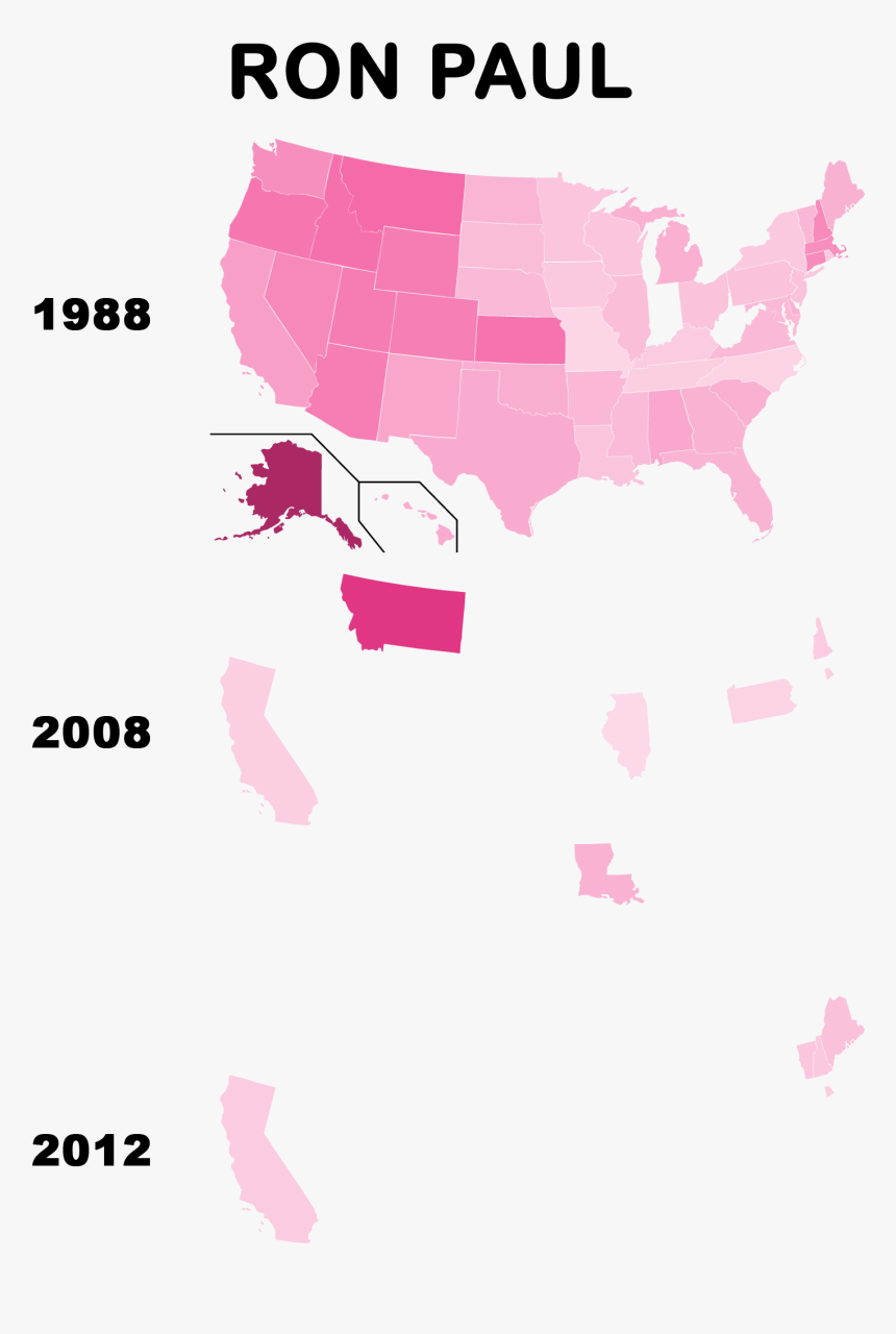 Ron Paul Presidential Election Results - Simple Usa Vector Map, HD Png Download, Free Download
