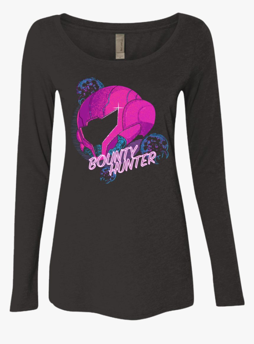 Metroid Helmet 80"s Women"s Triblend Long Sleeve Shirt - Long-sleeved T-shirt, HD Png Download, Free Download