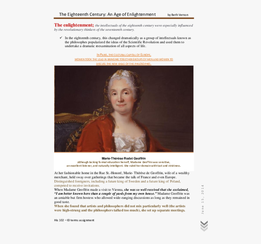 Presumed Portrait Of Madame Geoffrin, HD Png Download, Free Download