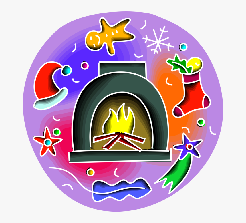 Vector Illustration Of Fireplace Hearth Fire With Christmas, HD Png Download, Free Download