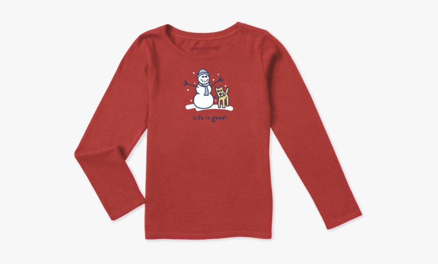 Girls Snowman And Rocket Vintage Long Sleeve Crusher - Life Is Good, HD Png Download, Free Download