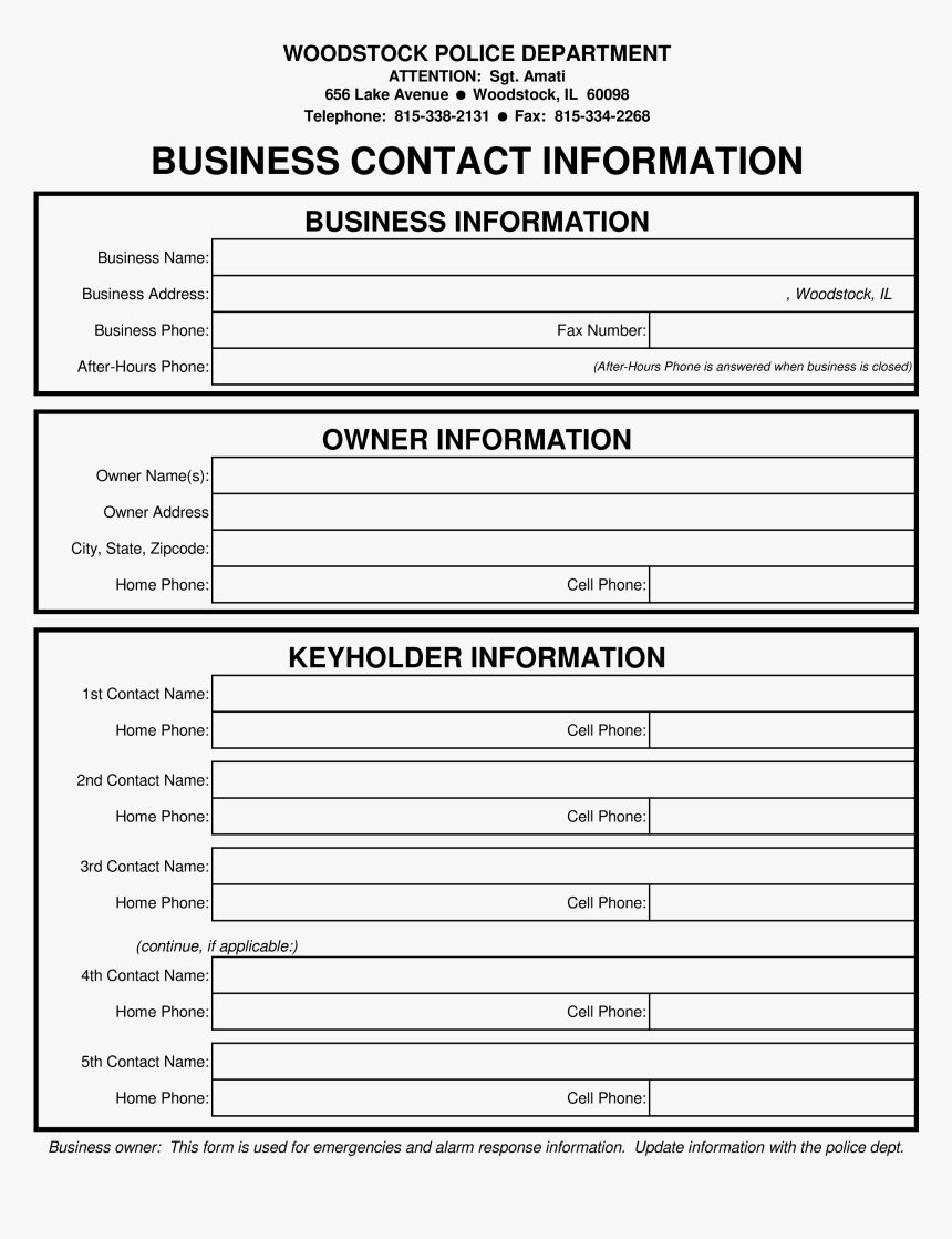 Business Contact Form Main Image - Business Form Template, HD Png Download, Free Download