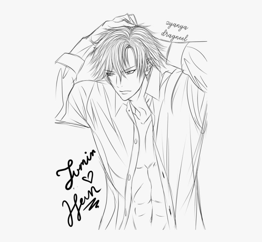 Zen & Jumin Han- Mystic Messengerლ (500x740), Png Download - Line Art, Transparent Png, Free Download