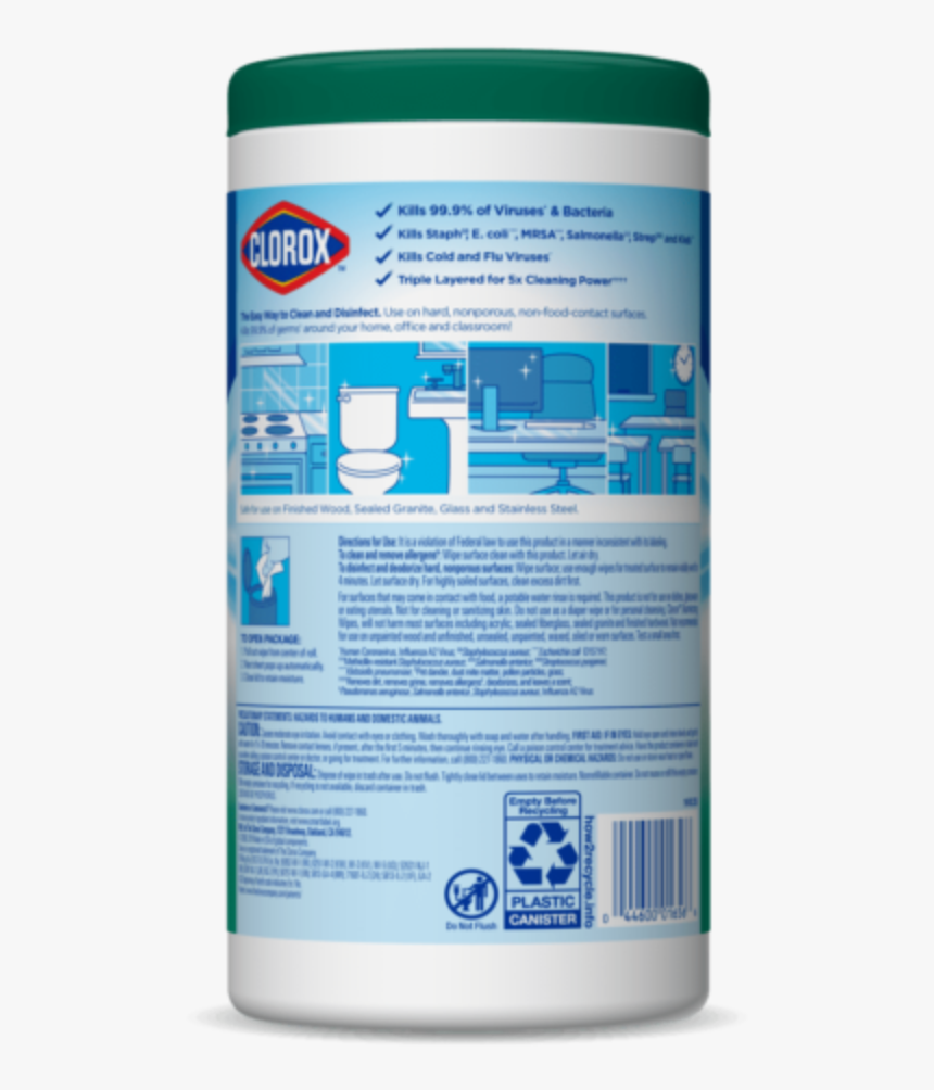 Clorox Disinfecting Wipes Back Container, HD Png Download, Free Download