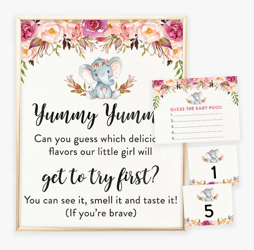 Elephant Baby Shower Printable Guess Baby Food, HD Png Download, Free Download