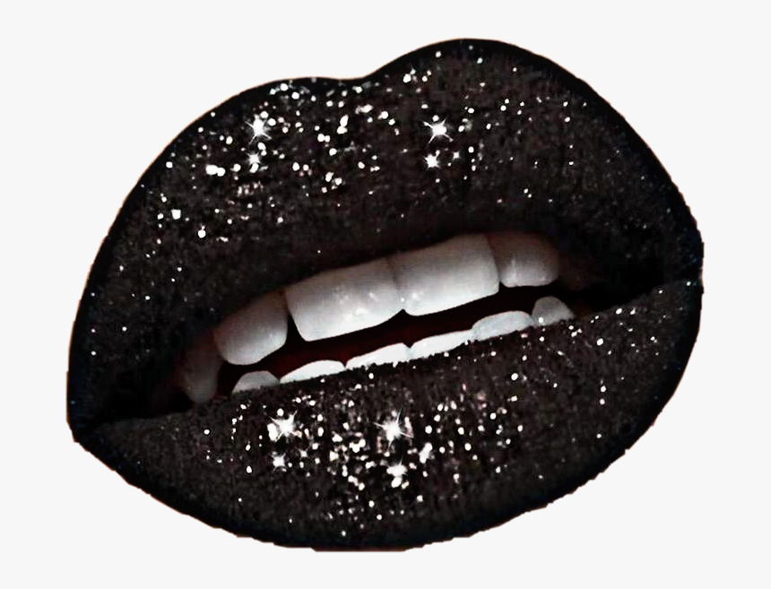 #lips #glitter #lipstick #sparkle #black #mouth #teeth - Black Lipstick With Glitter, HD Png Download, Free Download