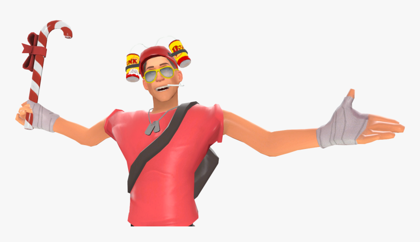 Scout With Candy Cane, Bonk Helm, And Summer Shades - Team Fortress 2 Christmas Scout, HD Png Download, Free Download