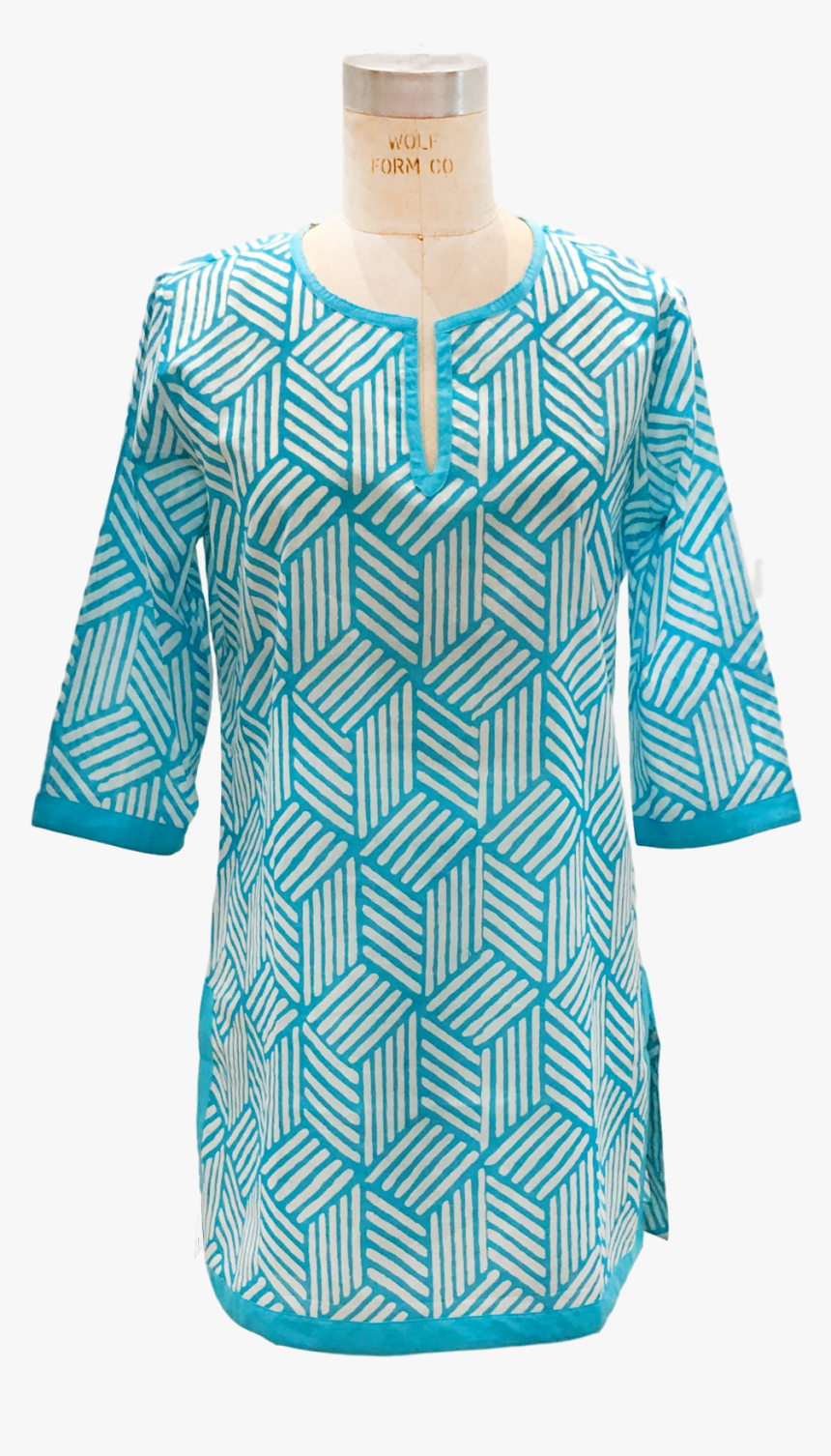 Isabelle Top In Turquoise Print Cotton - Day Dress, HD Png Download, Free Download