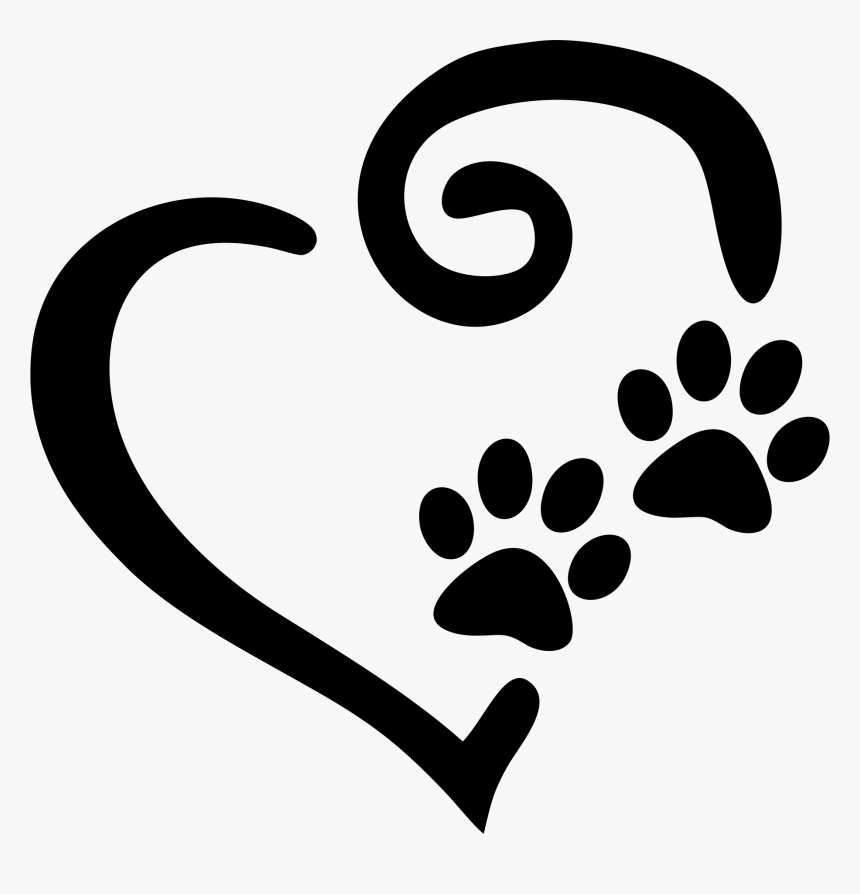 Swirly Heart With Paw Prints Decal Window Sticker - Heart Dog Paw Print, HD Png Download, Free Download