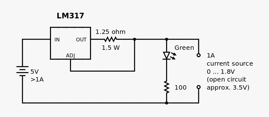 Constant Current Source Using Lm317 - 1a Constant Current Source Circuit, HD Png Download, Free Download