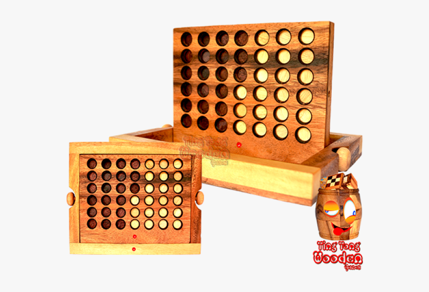 Four In A Row The Strategy Game In Wood With Chips - Auto, HD Png Download, Free Download