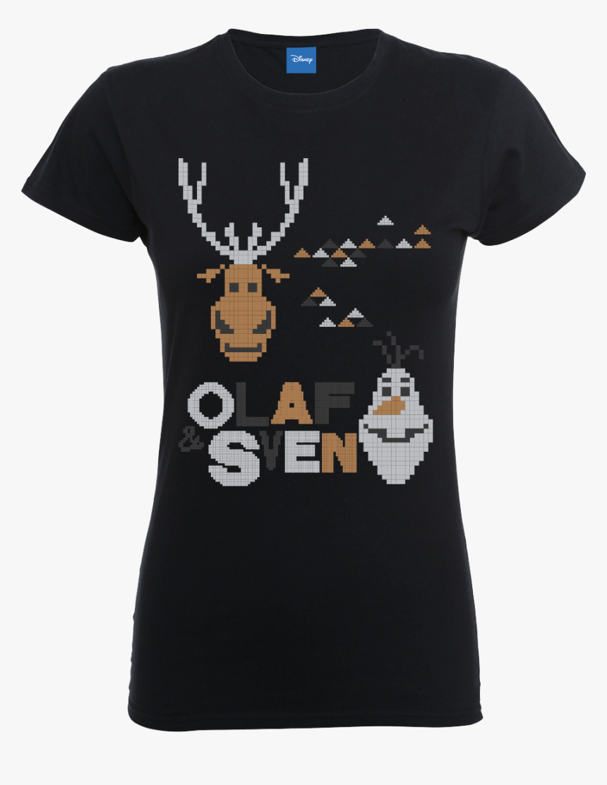 Disney Frozen Olaf And Sven Women"s Black T-shirt - Frozen Disney Frozen Christmas Jumper, HD Png Download, Free Download