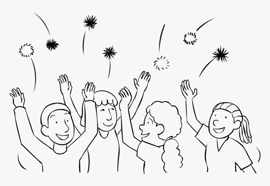 Group Playing Asteroids Tag Game - Line Art, HD Png Download, Free Download