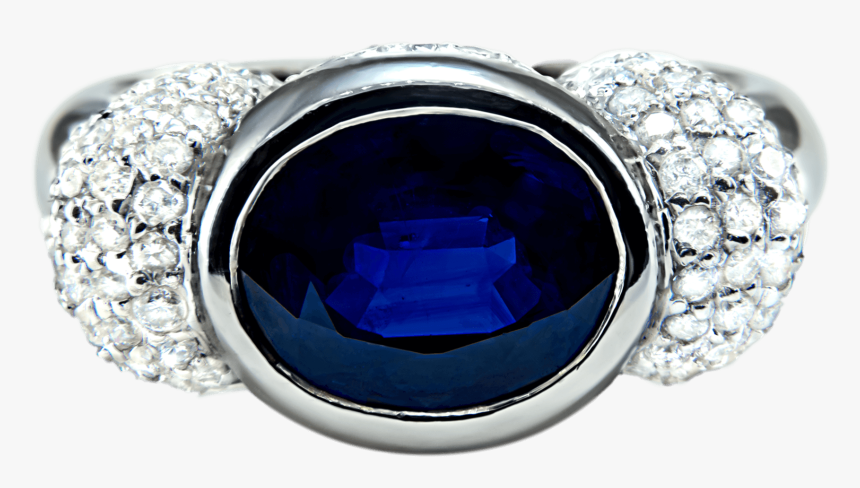 14k White Gold Sapphire And Diamond Ring - Diamond, HD Png Download, Free Download