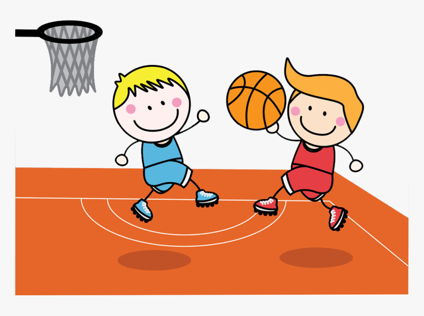 Basketball Child Clip Art - Boys Playing Basketball Clip Art, HD Png Download, Free Download