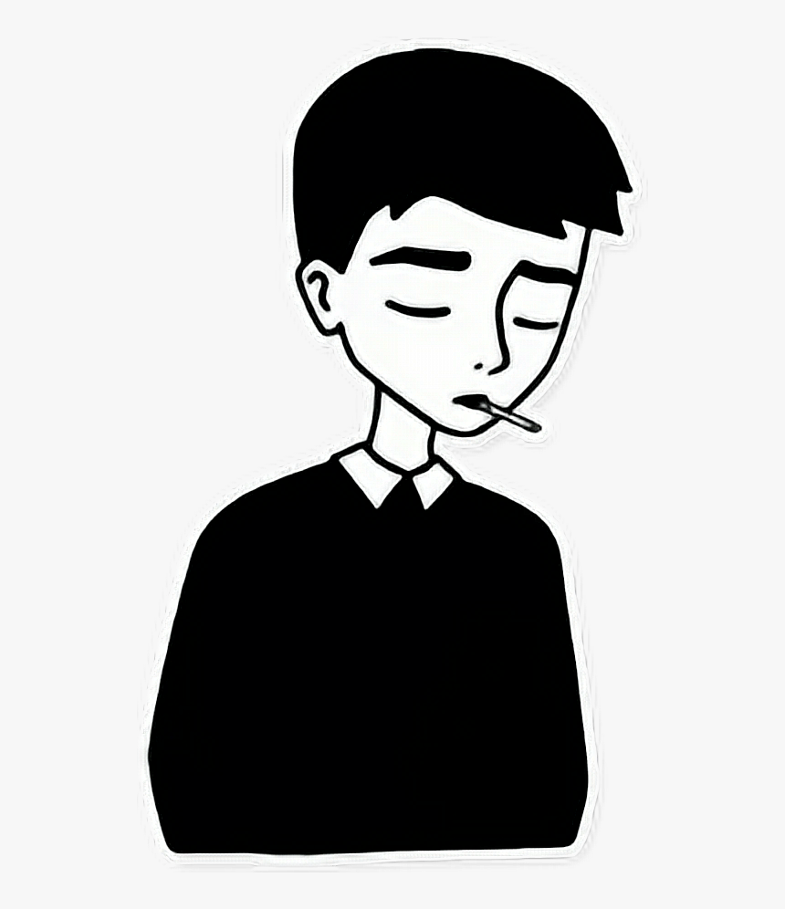 Sad Boy Art Black , Png Download - Sad Boy Sticker Png, Transparent Png, Free Download