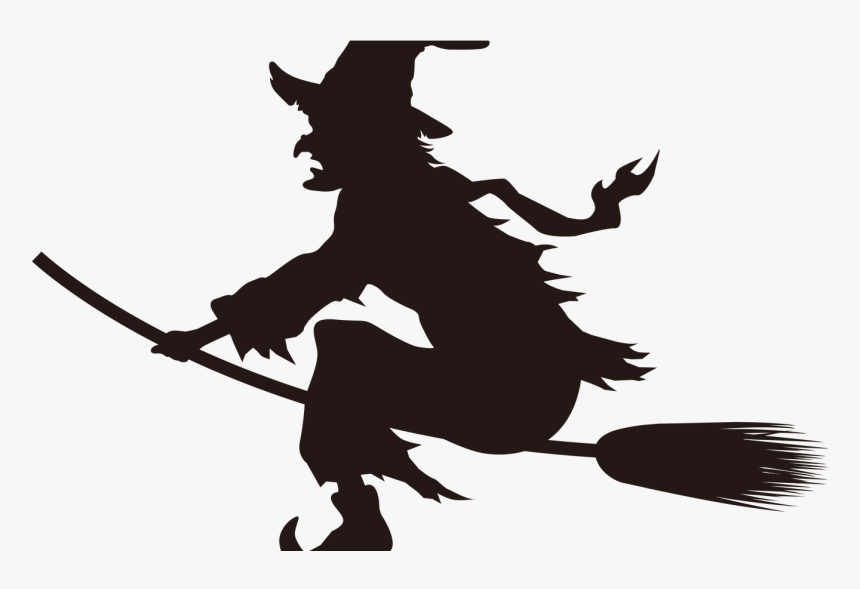19 Halloween Witches Clip Art Freeuse Huge Freebie - Halloween Witch On Broom Silhouette, HD Png Download, Free Download