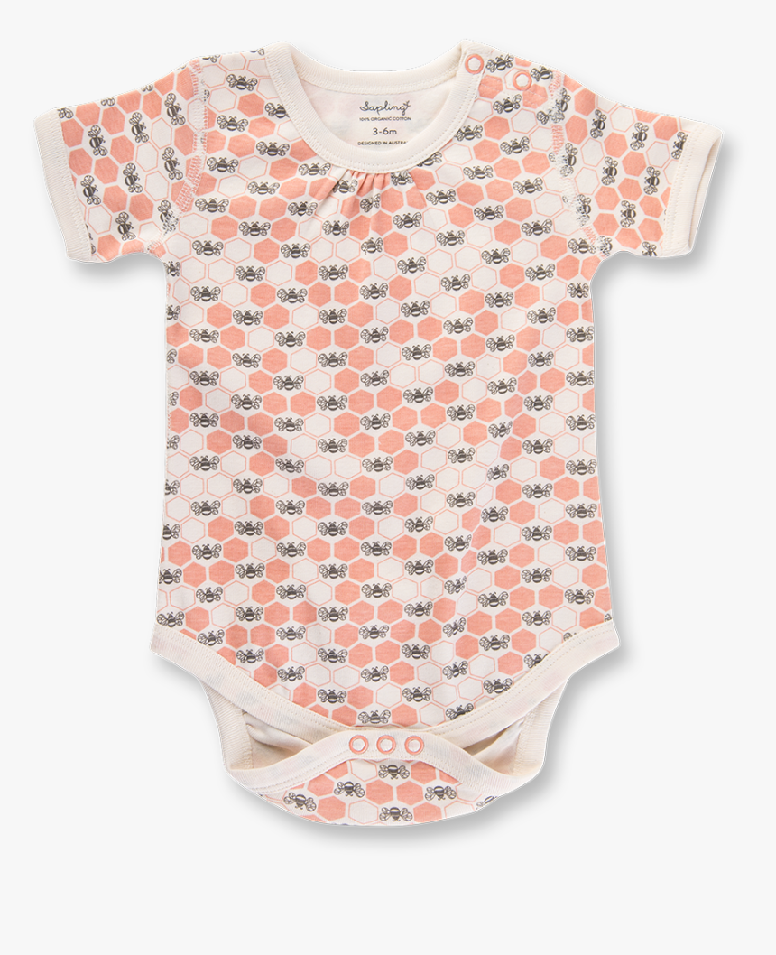 Peach Blossom Bees Short Sleeve Bodysuit - Pattern, HD Png Download, Free Download