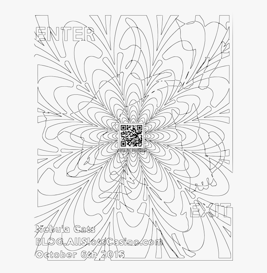 Space Nebula Cat Maze Coloring For Adults - Line Art, HD Png Download, Free Download