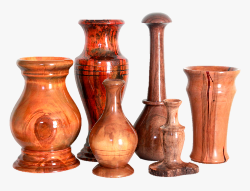A Selection Of Hand-carved Vases And Candlesticks From - Vase, HD Png Download, Free Download