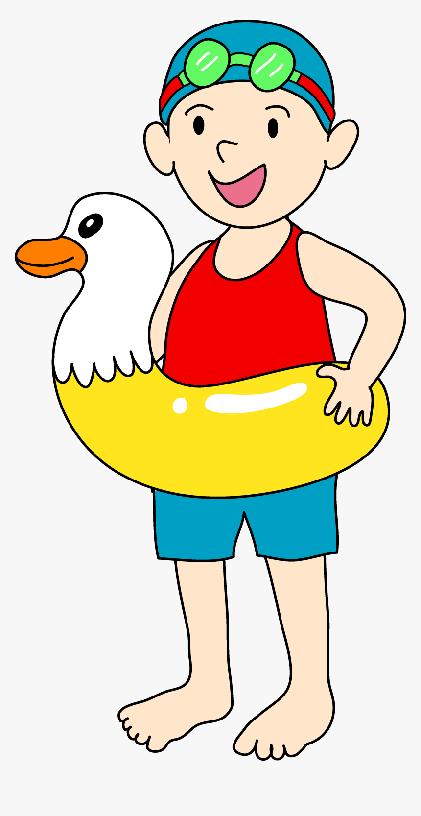 Cartoon Kids Swimming - Boy Going To The Swimming Pool Clipart, HD Png Download, Free Download