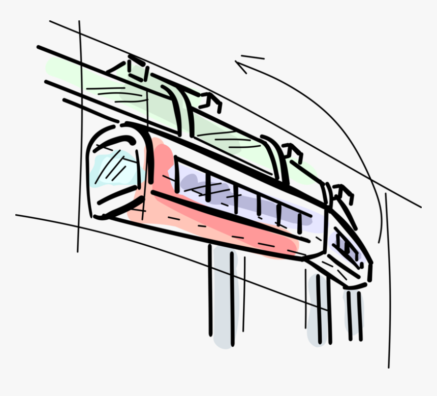 Vector Illustration Of Monorail Elevated Public Transportation, HD Png Download, Free Download