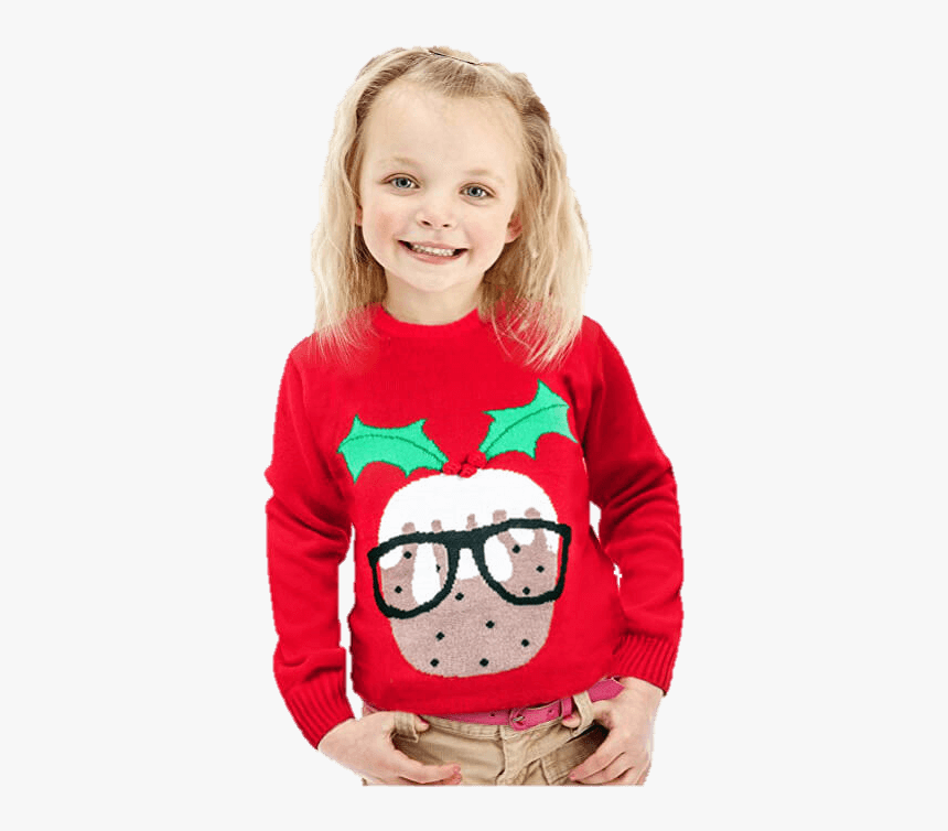 Jersey Navideño Niña Y Niño Pudding Con Gafas Rojo - Girl Reindeer Christmas Jumper, HD Png Download, Free Download